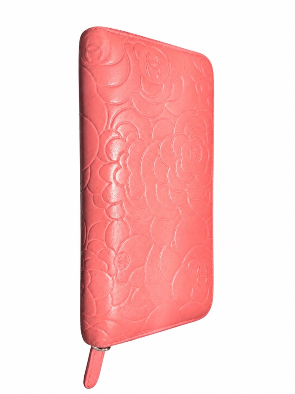Chanel Pink Camellia Embossed Zip Around Wallet. - Picture 3 of 7